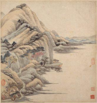An album leaf in “Landscapes in the Manner of the Ancients,” by Wang Jian, Qing Dynasty (1644–1911). Edward Elliott Family Collection, gift of Douglas Dillon Gift, 1989. Wang Jian’s paintings express the vision of a man steeped in tradition. A member of the educated elite, he was able to study private collections of art from a young age. In this album, each leaf recalls a specific old master, yet Wang’s distinctive brush mannerisms transform the model. (The Metropolitan Museum of Art)