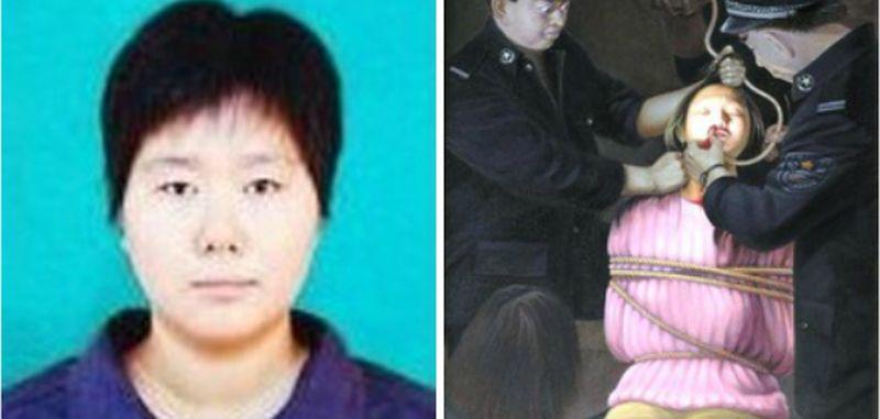 Jiang Pai (left) died after being tortured by CCP officials. On the right, an illustration of force-feeding. (Minghui.org)
