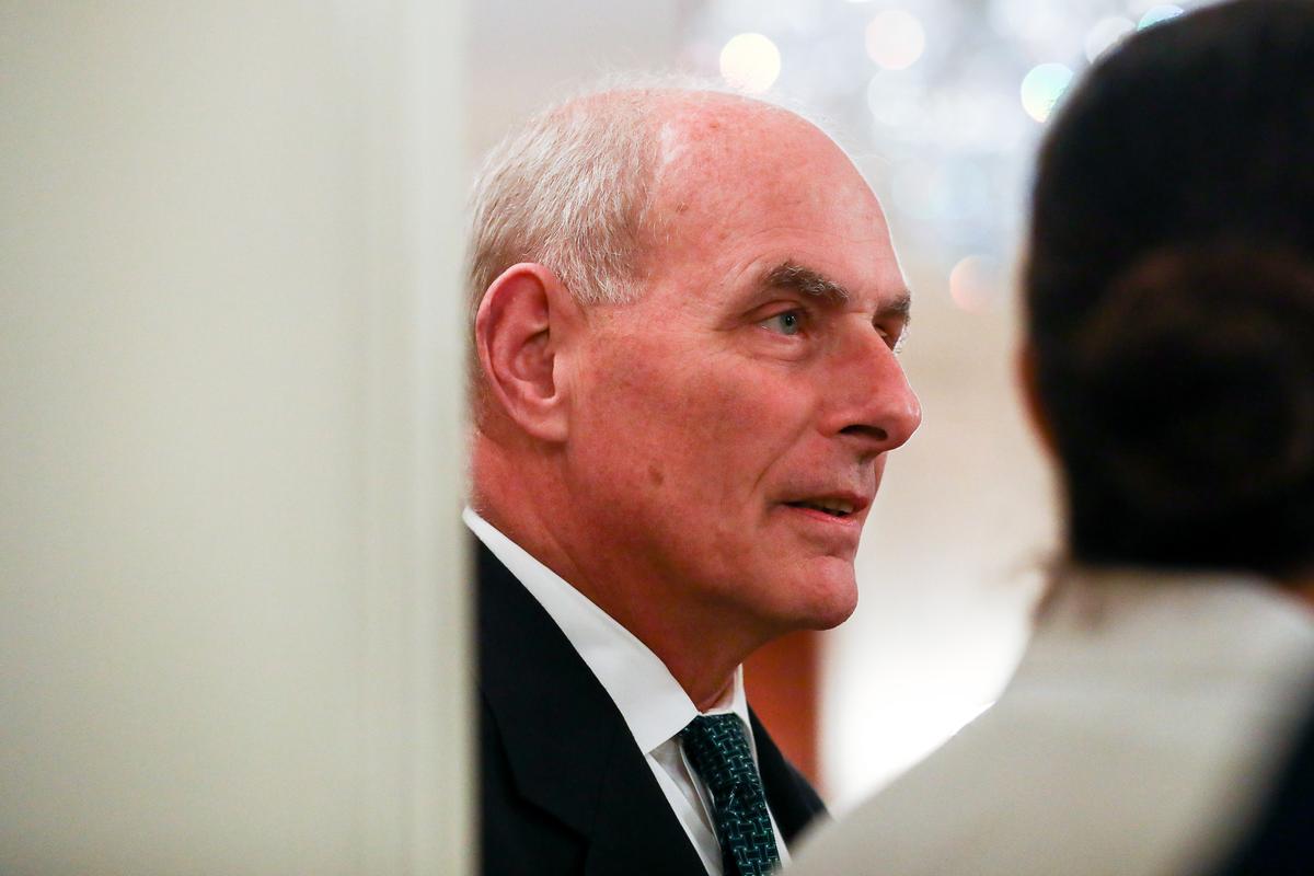 White House Chief of Staff John Kelly at an event before President Donald Trump presented the Medal of Honor posthumously to Valerie Nessel, the widow of Air Force Tech. Sgt. John A. Chapman, at the White House on Aug. 22, 2018. (Samira Bouaou/The Epoch Times)