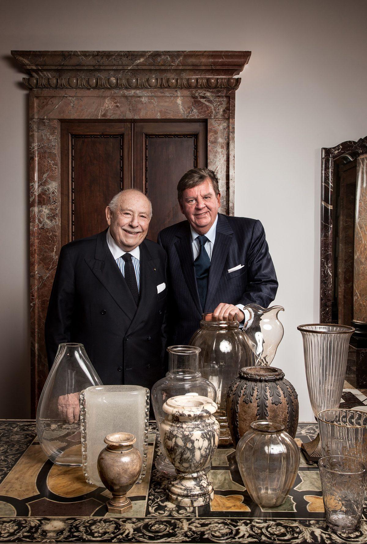 The Michelangelo Foundation for Creativity and Craftsmanship founders Franco Cologni (L) and Johann Rupert. “Rock stars and sports heroes are venerated while someone who can transform raw material into a gorgeous, useful product with their own two hands is for the most part entirely disregarded,” writes Johann Rupert co-founder of the Michelangelo Foundation for Creativity and Craftsmanship on the “Homo Faber” event website. (Laila Pozzo)
