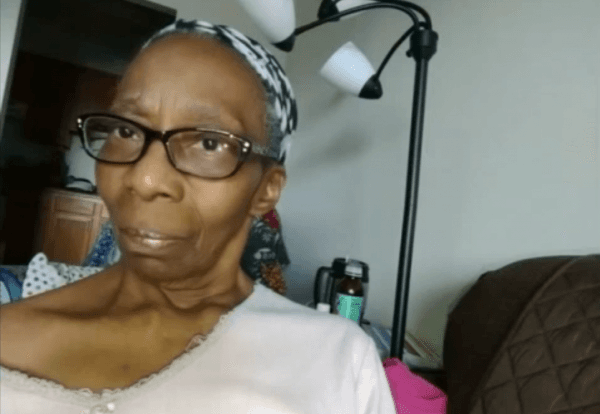 One of the selfies that alerted Juanita Branch to the fact that she was having a stroke on Aug 13, 2018. (Screenshot/Fox 2)