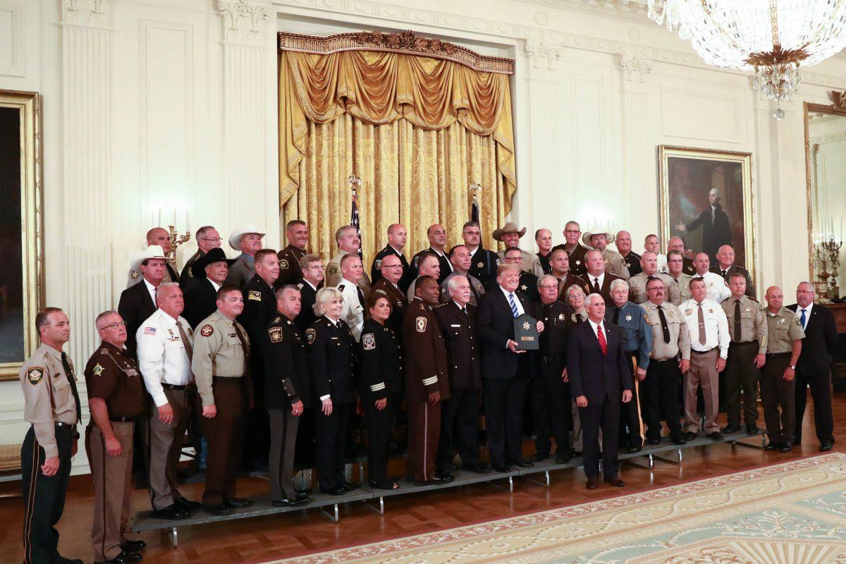 President Donald Trump meets with sheriffs from across the country at the White House in Washington on Sept. 5, 2018. (Samira Bouaou/The Epoch Times)