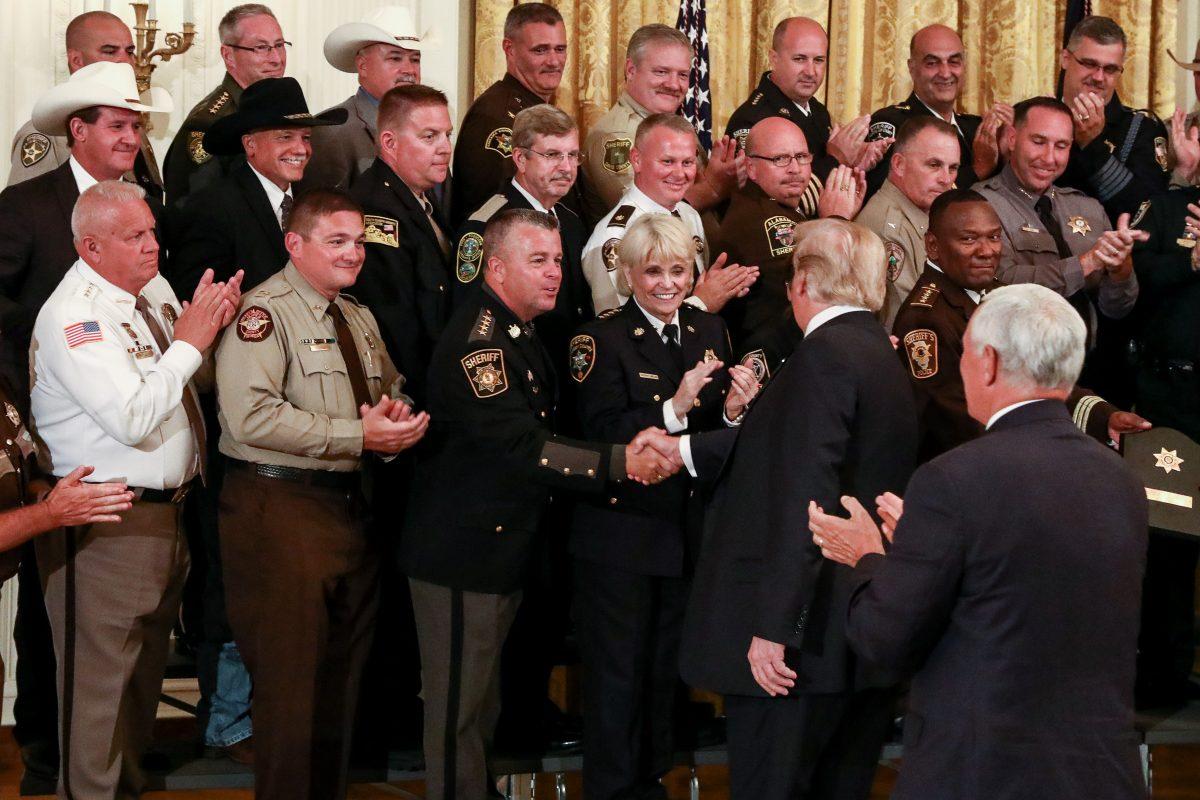 President Donald Trump meets with sheriffs from across the country at the White House in Washington on Sept. 5, 2018. (Samira Bouaou/The Epoch Times)