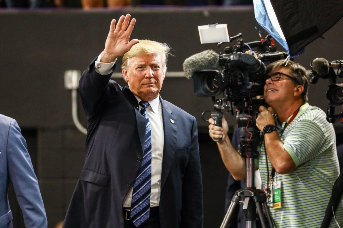 President Donald Trump at his Make America Great Again rally in Billings, Mont., Sept. 6, 2018. (Charlotte Cuthbertson/The Epoch Times)