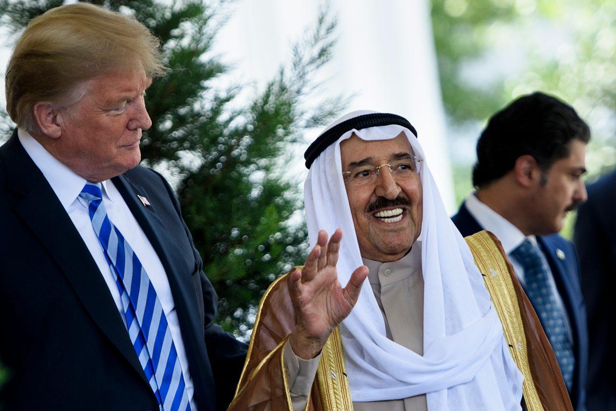 President Donald Trump greets Kuwait's Emir Sheikh Sabah al-Ahmad Al-Sabah outside the West Wing of the White House in Washington on Sept. 5, 2018. (BRENDAN SMIALOWSKI/AFP/Getty Images)