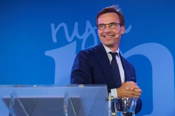 Ulf Kristersson, leader of the Moderate Party in Sweden, addresses supporters at an election night party following general election results in Stockholm on Sept. 9, 2018. (Henrik Montgomery/AFP/Getty Images)