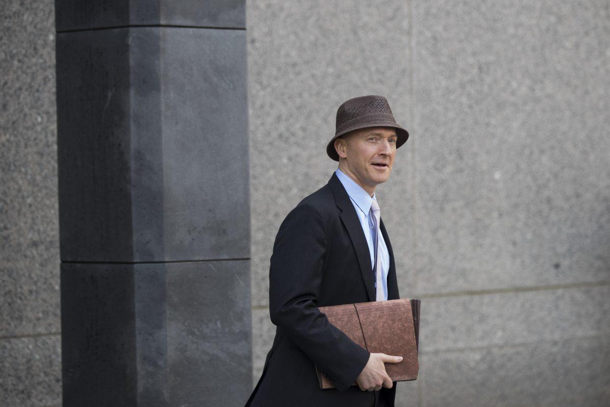 Carter Page arrives at a courthouse in New York City on April 16, 2018. (Drew Angerer/Getty Images)
