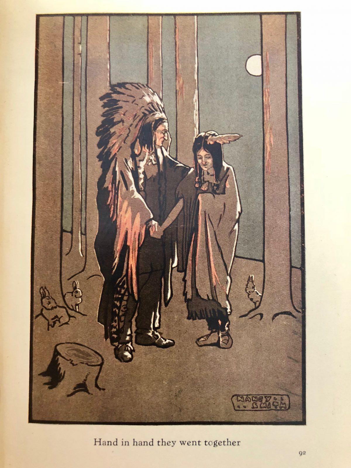 "Hand in hand they went together" says one of Nancy Smith's color plates in the 1929 edition of "The Song of Hiawatha." (Courtesy of Callie Di Nello)