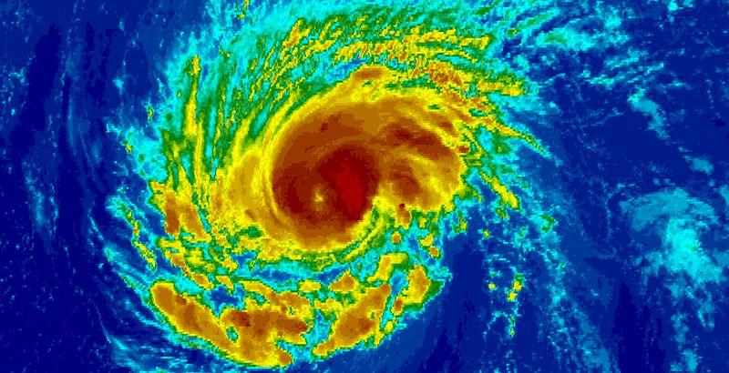 Hurricane Florence is now a Category 2 storm and is still forecast to slam into the southeastern United States, according to the U.S. National Hurricane Center (NHC) in an update on the morning of Monday, Sept. 10. (GOES satellite image/NOAA)