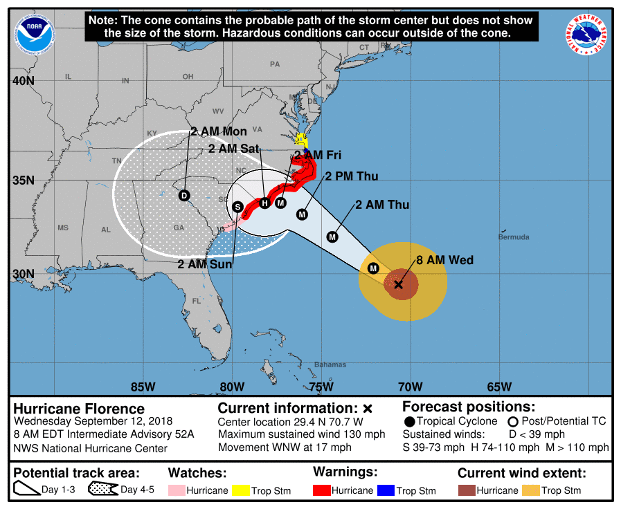 Hurricane warnings were still in effect for the South Santee River, South Carolina, to Duck, North Carolina, and also the Albemarle and Pamlico Sounds. (NHC)