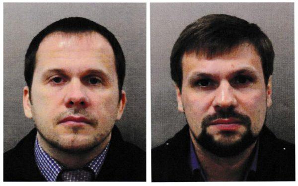Alexander Petrov and Ruslan Boshirov, accused of attempting to murder Sergei Skripal and his daughter Yulia, in an image distributed by police in London on Sept. 5, 2018. (Metropolitan Police handout via Reuters/File Photo)