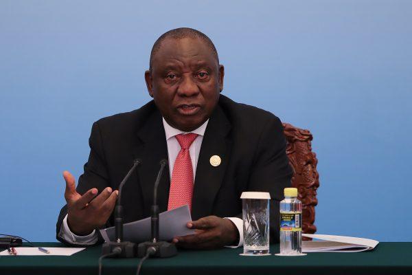 South African President Cyril Ramaphosa at a joint press conference during the Forum on China-Africa Cooperation held at the Great Hall of the People in Beijing on Sept. 4, 2018. (Lintao Zhang/AFP/Getty Images)