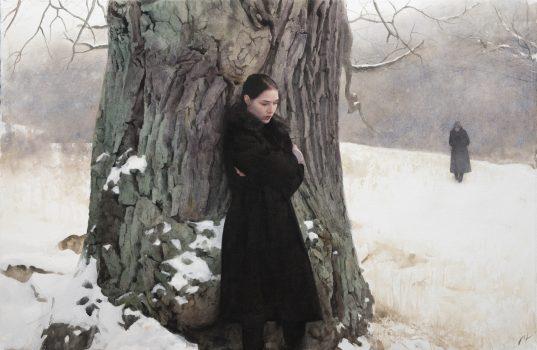 "Winter" by Nick Alm. Watercolor, 27 inches by 50 inches. (Galleri Agardh & Tornvall)