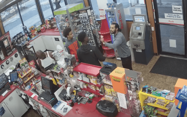 A gas station clerk confronts two teens in Auburn, Wash. on Sept. 8, 2018. (Screenshot/Auburn Police Department)