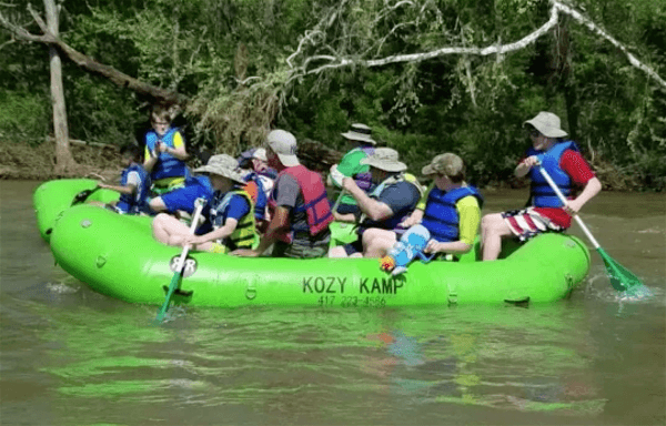 A BSA group paddles down the Elk River in Noel, Missouri. (Screenshot/Fox)