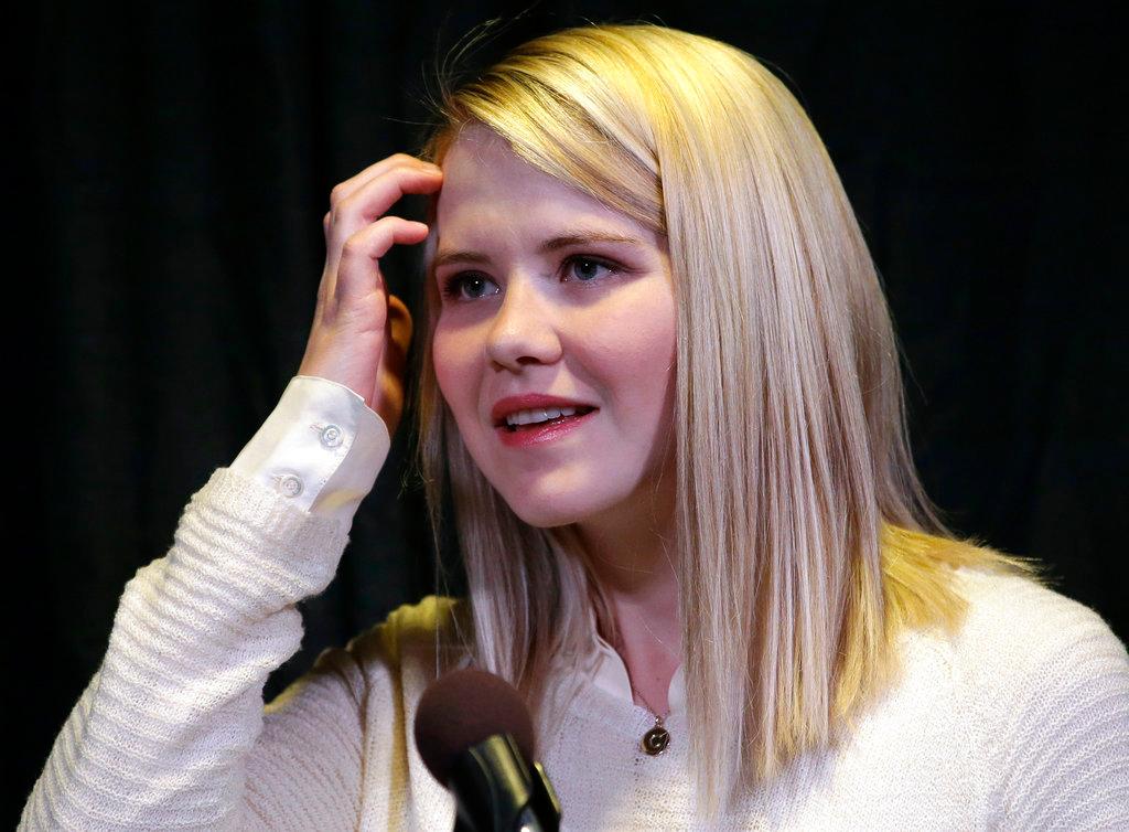 Kidnapping survivor Elizabeth Smart during a news conference in Sandy, Utah, on Aril 24, 2015. Wanda Barzee, a woman convicted of helping a former street preacher kidnap Smart in 2002 was freed from prison more than five years earlier than expected, a surprise decision that Smart called "incomprehensible" on Sept. 11, 2018. (Rick Bowmer/AP Photo)
