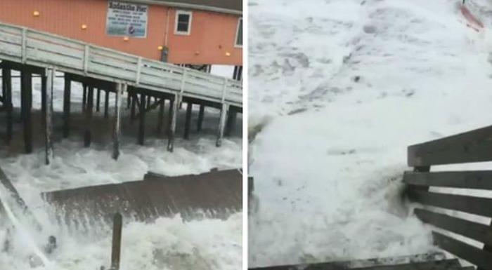 Video: Hurricane Florence Slams Pier in N. Carolina