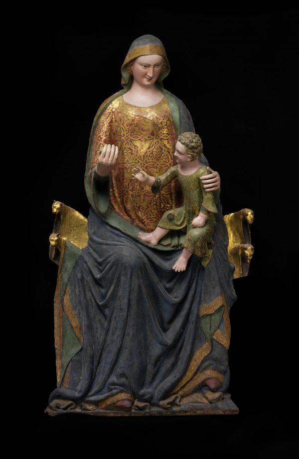 Enthroned Virgin and Child. Italy, mid-14th century. Wooden core, painted canvas, and gesso. (The Metropolitan Museum of Art)