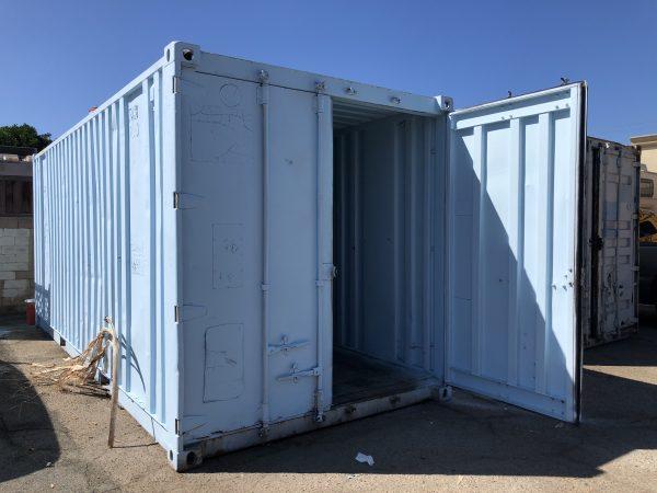 A shipping container being built with showers in Garden Grove, Calif. on Sept. 16, 2018. (Annie Wang/Epoch Times)
