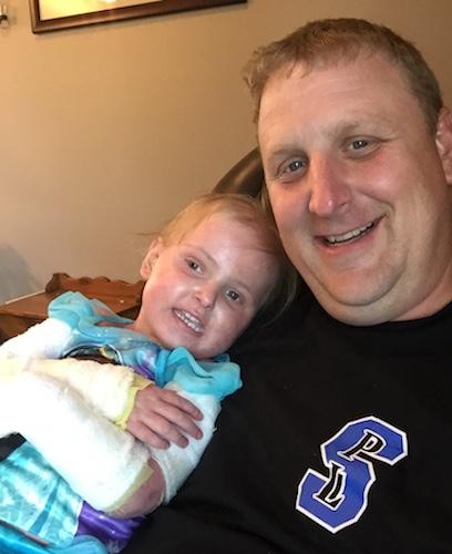 Gehring and Emma after her sixth round of chemotherapy. (Courtesy Brent Gehring)
