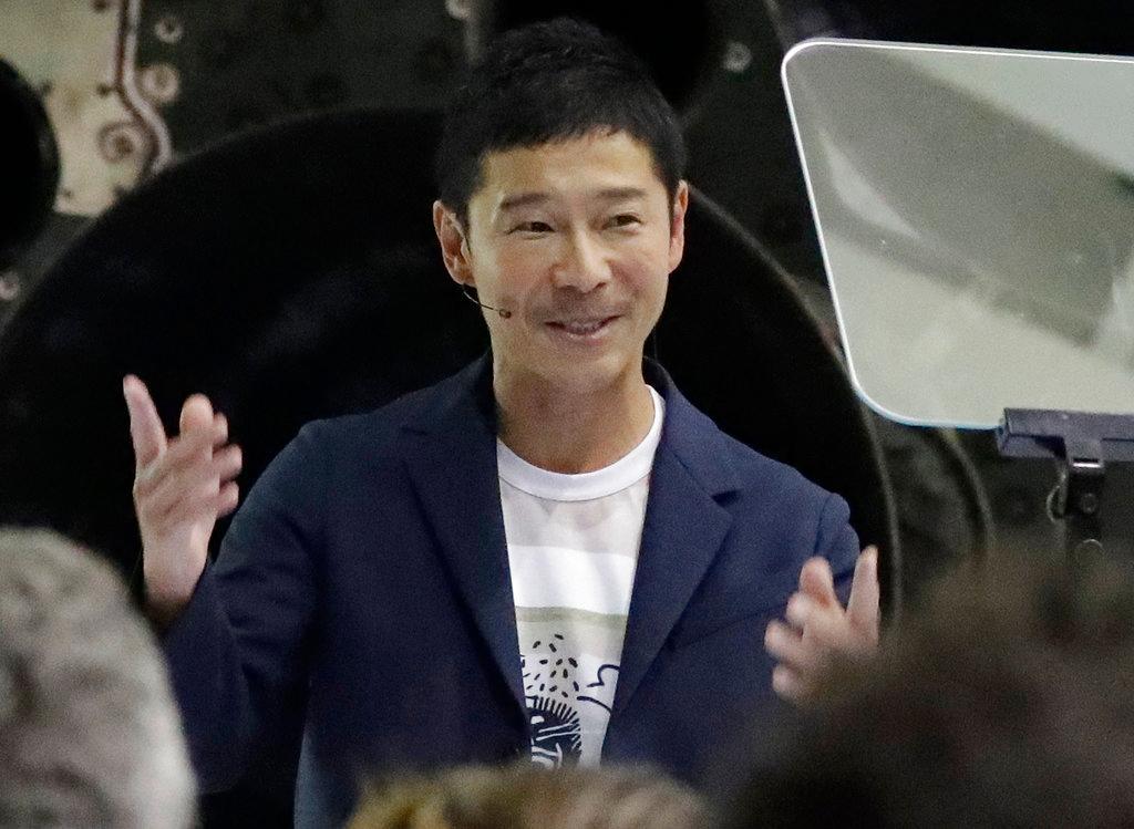 Japanese billionaire Yusaku Maezawa speaks after SpaceX founder and chief executive Elon Musk announced him as the person who would be the first private passenger on a trip around the moon, Sept. 17, 2018, in Hawthorne, Calif. (By Chris Carlson/AP Photo)