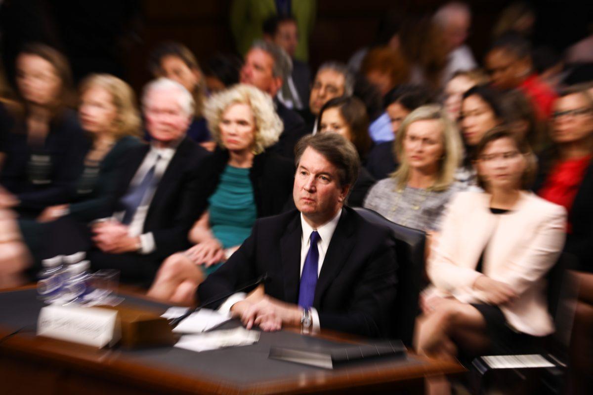 Judge Brett Kavanaugh testifies before the Senate Judiciary Committee at the Capitol, in Washington, during  his confirmation hearing to serve as Associate Justice on the U.S. Supreme Court on Sept. 4, 2018. (Samira Bouaou/The Epoch Times)