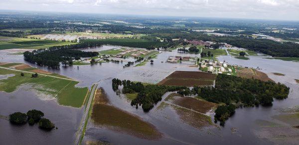 Aerial view of farms flooded after the passing of Hurricane Florence in eastern North Carolina on Sept. 17, 2018. (Reuters/Rodrigo Gutierrez)