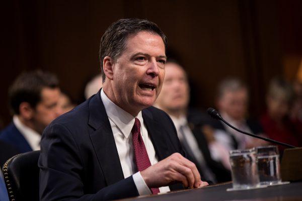 Former FBI Director James Comey testifies before the Senate Intelligence Committee on June 8, 2017. (Drew Angerer/Getty Images)