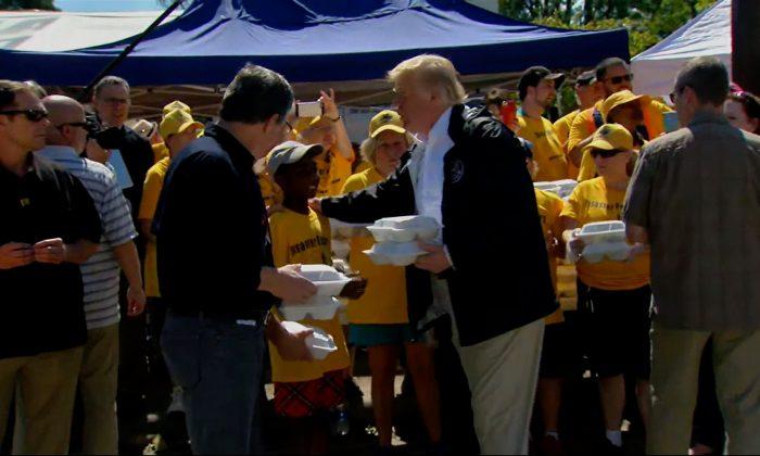 Videos of the Day: Trump Hands Out Warm Meals to Florence Victims