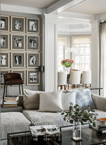 Designed to accommodate the entire family during leisure times, the family room employs a muted, neutral color scheme to create an intimate and cozy atmosphere.