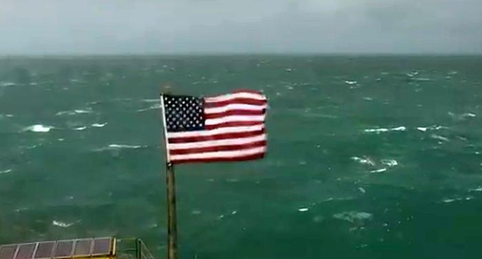 Video: Remains of American Flag Hang on Tower After Hurricane Florence