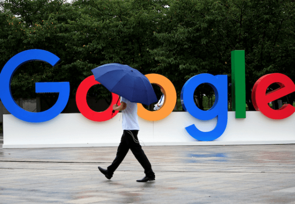 A Google sign during the WAIC (World Artificial Intelligence Conference) in Shanghai, China, on Sept. 17, 2018. (Aly Song/Reuters)