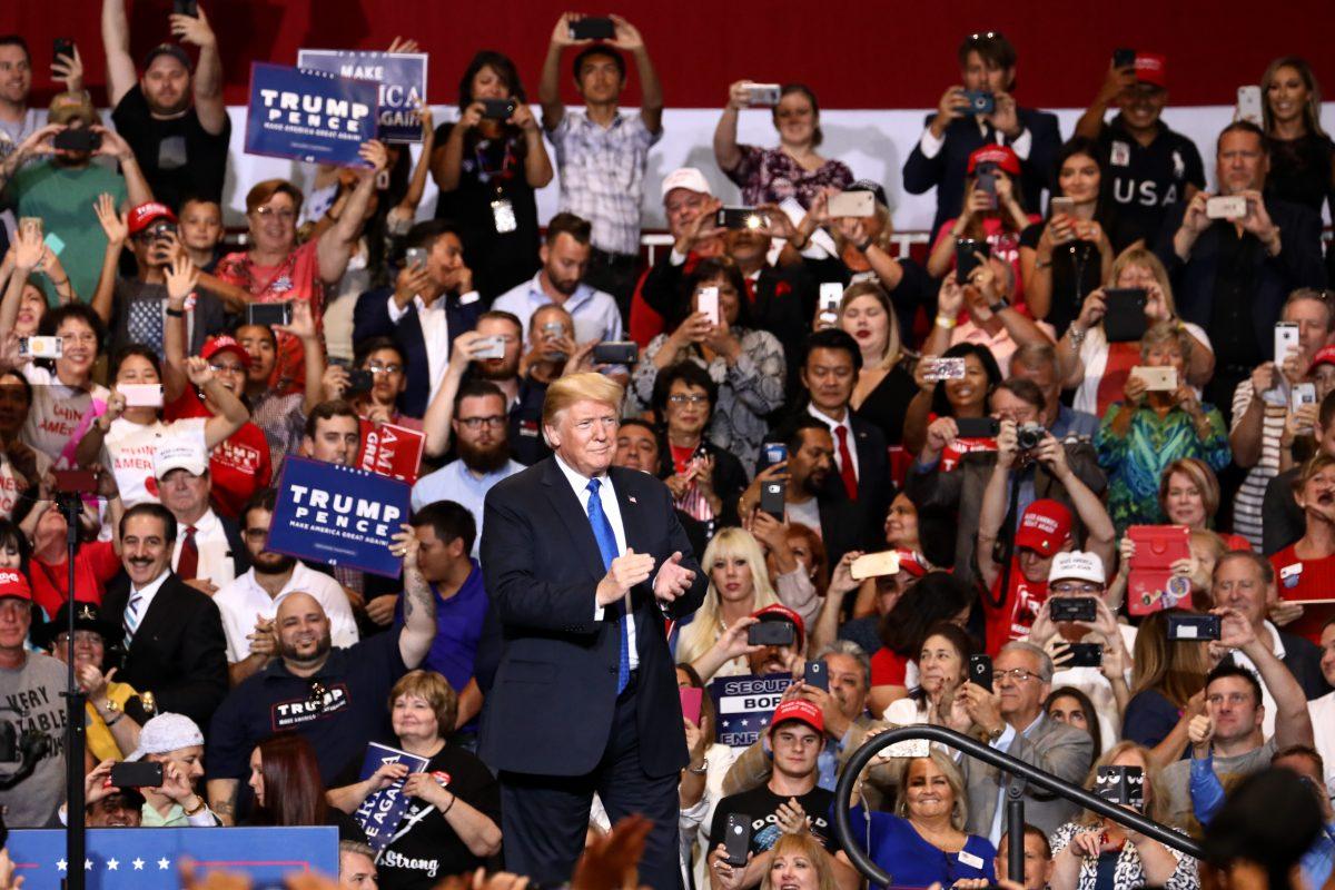 President Donald Trump at his Make America Great Again rally in Las Vegas, Nev., Sept. 20, 2018. (Charlotte Cuthbertson/The Epoch Times)