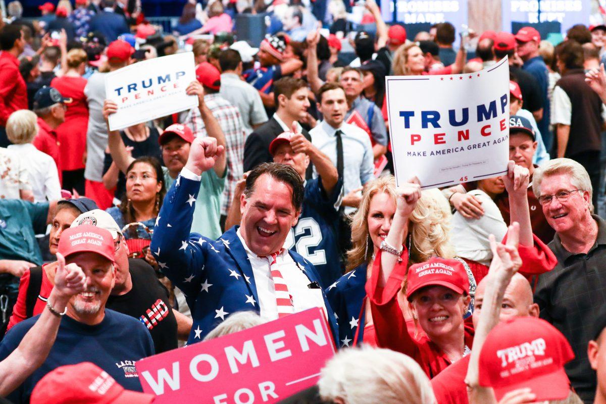 Attendees at President Donald Trump’s Make America Great Again rally in Las Vegas, Nev., Sept. 20, 2018. (Charlotte Cuthbertson/The Epoch Times)