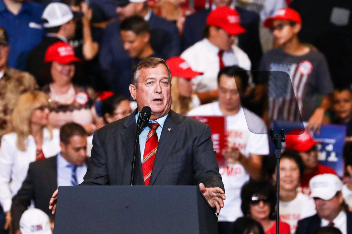 GOP House candidate Cresent Hardy at Trump's Make America Great Again rally in Las Vegas, Nev., Sept. 20, 2018. (Charlotte Cuthbertson/The Epoch Times)