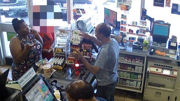 The woman argues with a 7-Eleven clerk on Aug. 30. (Screengrab/Suffolk County Police)