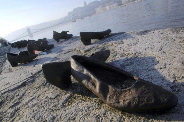 Iron shoes on the bank of the Danube, a memorial to Hungarian Jews killed during the Second World War. (FERENC ISZA/AFP/Getty Images)