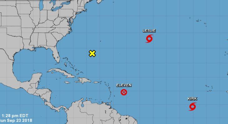 Tropical Storm Kirk and sub-Tropical Storm Leslie formed in the Atlantic Ocean. (NHC)