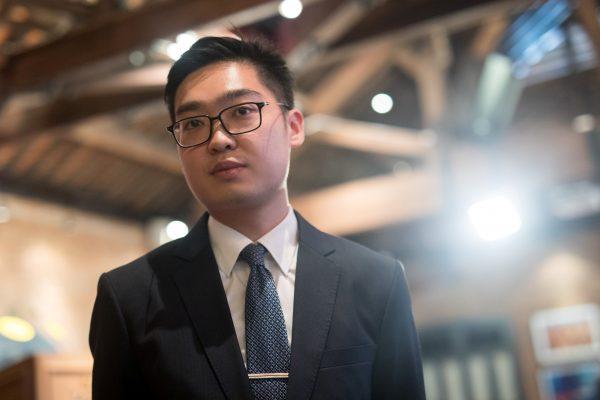Andy Chan, founder of the Hong Kong National Party, speaks during a luncheon at the Foreign Correspondents' Club (FCC) in Hong Kong, China on Aug. 14, 2018. (Paul Yeung/Reuters)