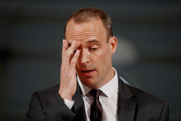 Brexit Secretary, Dominic Raab makes a speech outlining the government's plans for a no-deal Brexit, in London, England, on Aug. 23, 2018. (Peter Nicholls/WPA Pool/Getty Images)
