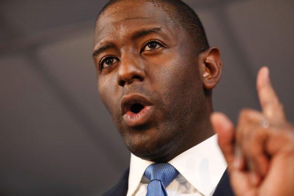 Andrew Gillum the Democratic candidate for Florida Governor, speaks during a campaign rally at the International Union of Painters and Allied Trades on Aug. 31, 2018 in Orlando, Florida. (Joe Raedle/Getty Images)