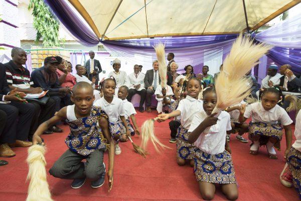 Children perform a dance at the Mother Theresa Orphanage on Jan. 6, 2016 in Abuja, Nigeria, during a visit by the International Monetary Fund Managing Director Christine Lagarde. (Stephen Jaffe/IMF via Getty Images)