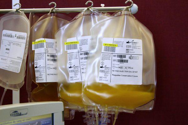 Blood bags are pictured at the blood collection center of the French Institution for Blood in Paris in this file photo. (Marion Berard/AFP/GettyImages)