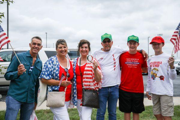Shelly Pettit (C) and friends at Trump's Make America Great Again rally in Springfield, Mo., Sept. 21, 2018. (Charlotte Cuthbertson/The Epoch Times)