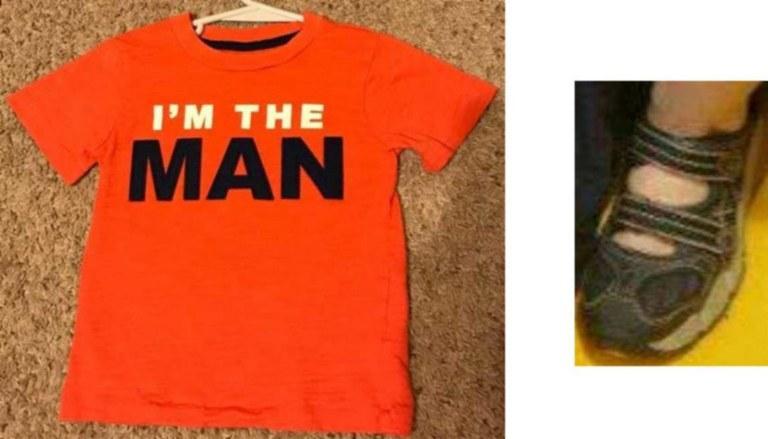 Maddox wore a similar orange shirt and the exact shoes in this photo. (Federal Bureau of Investigation)