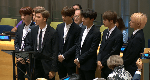BTS is the first K-Pop band that ever address the UN in NYC on Sept. 24. (Screenshot/Reuters)
