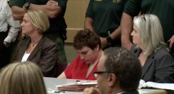 Mass shooting suspect Nikolas Cruz is flanked my members of his defense team in a Fort Lauderdale courtroom on Sept. 26, 2018. (Screenshot/Fox)