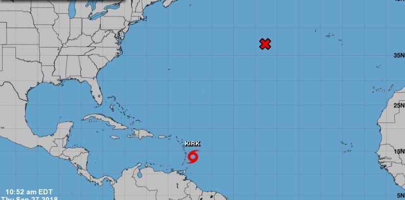 Tropical Storm Kirk is churning in the Caribbean Sea on Sept. 27. (NHC)