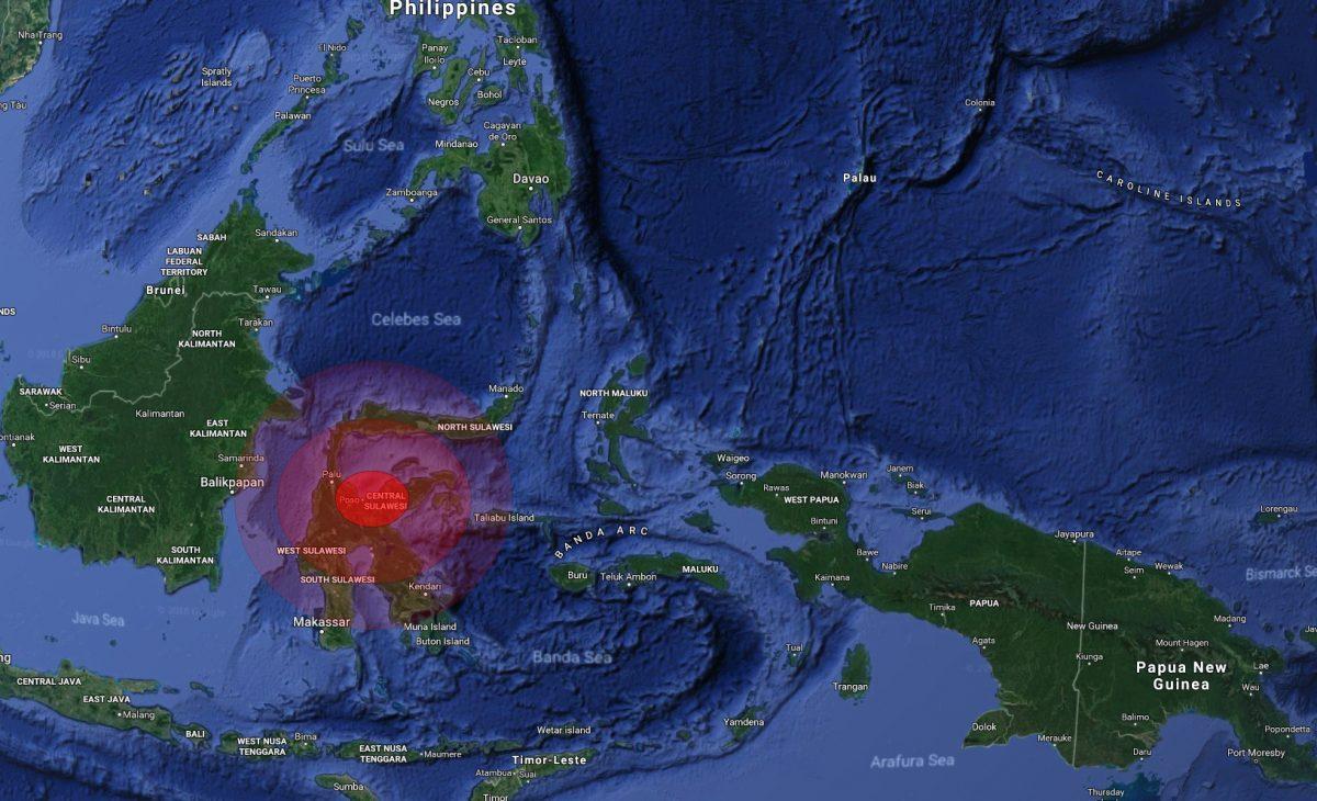A map indicates Sulawesi on Indonesia, the location of a 7.5 magnitude quake that struck on Sept. 28, 2018.