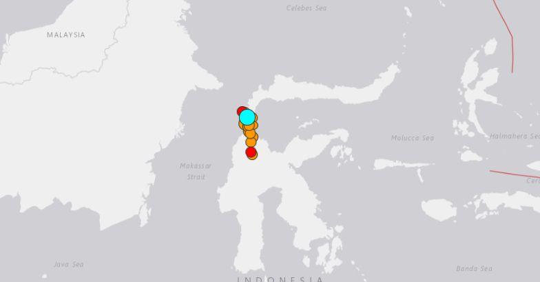 Several aftershocks rocked the area after the first 7.5-magnitude earthquake hit Sept. 28. (USGS)